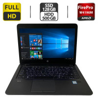 Ноутбук HP ZBook 14u G4 / 14" (1920x1080) TN / Intel Core i5-7200U (2 (4) ядра по 2.5 - 3.1 GHz) / 16 GB DDR4 / 128 GB SSD + 500 GB HDD / AMD FirePro W4190M, 2 GB GDDR5, 128-bit / WebCam / VGA б/в