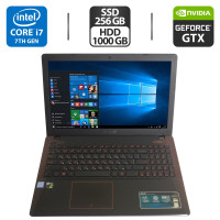 Ігровий ноутбук Б-клас Asus X550VX-DM562 / 15.6" (1920x1080) TN / Intel Core i7-7700HQ (4 (8) ядра по 2.8 - 3.8 GHz) / 16 GB DDR4 / 256 GB SSD + 1000 GB HDD / nVidia GeForce GTX 950M, 4 GB GDDR3, 128-bit / WebCam / HDMI / Win 10 Pro б/в