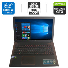 Ігровий ноутбук Б-клас Asus X550VX-DM562 / 15.6" (1920x1080) TN / Intel Core i7-7700HQ (4 (8) ядра по 2.8 - 3.8 GHz) / 16 GB DDR4 / 256 GB SSD + 1000 GB HDD / nVidia GeForce GTX 950M, 4 GB GDDR3, 128-bit / WebCam / HDMI / Win 10 Pro б/в