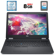 Ноутбук Б-клас Dell Latitude E5570 / 15.6" TN / Core i5-6440HQ (4 ядра по 2.6-3.5GHz) / 8GB DDR4 / 256GB SSD / HD Graphics 530 / WebCam / HDMI / Win 10 б/в