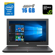 Ігровий ноутбук Dell Inspiron 15 7000 / 15.6" (1920x1080) IPS / Intel Core i5-7300HQ (4 ядра по 2.5 - 3.5 GHz) / 16 GB DDR4 / 120 GB SSD + 500 GB HDD / nVidia GeForce GTX 1050 Ti, 4 GB GDDR5, 128-bit / WebCam б/в
