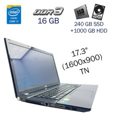Ігровий ноутбук Б класс Acer Aspire V3-772G / 17.3" TN / Intel Core i7-4702MQ (4(8) ядра по 2.2-3.2 GHz) / 16GB DDR3 / 240GB SSD+1000GB HDD / GeForce GT 750M, 4GB GDDR5, 128-bit / WebCam б/в