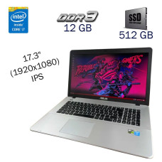 Ігровий ноутбук Asus X751LX / 17.3" IPS / Intel Core i7-5500U (2(4) ядра по 2.4-3 GHz) / 12GB DDR3 / 512GB SSD Samsung / GeForce GTX 950M, 2GB GDDR5, 128-bit / WebCam / Win 10 PRO Lic б/в