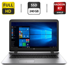 Ноутбук Б-клас HP Probook 470 G3 / 17.3'' (1920x1080) IPS / Intel Core i5-6200U (2 (4) ядра по 2.3 - 2.8 GHz) / 8 GB DDR4 / 240 GB SSD / AMD Radeon R7 M340, 1 GB GDDR3, 64-bit / WebCam / DVD-ROM / Windows 10 Pro б/в