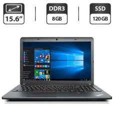 Ноутбук Б-клас Lenovo ThinkPad E540 / 15.6" (1366x768) TN / Intel Core i3-4000M (2 (4) ядра по 2.4 GHz) / 8 GB DDR3 / 120 GB SSD / Intel HD Graphics 4600 / WebCam / DVD-ROM / VGA / Windows 10 Pro б/в