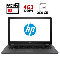 Ноутбук Б-клас HP 255 G6 / 15.6" (1366x768) TN / AMD E2-9000e (2 ядра по 1.5 - 2.0 GHz) / 4 GB DDR4 / 250 GB SSD / AMD Radeon R2 Graphics / WebCam б/в