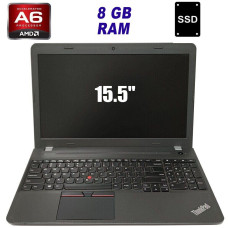 Ноутбук Lenovo ThinkPad E555 / 15.5" (1366x768) TN / AMD A6-7000 (2 ядра по 2.2-3GHz) / 8GB DDR3 / 120GB SSD / WebCam