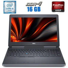Робоча станція Dell Precision 7510 / 15.6" IPS / Core i5-6300HQ (4 ядра по 2.3-3.2 GHz) / 16GB DDR4 / 512GB SSD / AMD FirePro W5170M, 2GB GDDR5, 128-bit / miniDP / HDMI б/в