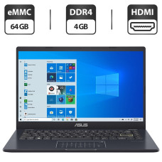 Ультрабук Asus Laptop E410-M / 14" (1366x768) TN / Intel Celeron N4020 (2 ядра по 1.1 - 2.8 GHz) / 4 GB DDR4 / 64 GB eMMC / Intel UHD Graphics 600 / WebCam