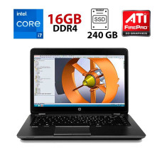 Мобільна робоча станція HP ZBook 14 / 14" (1600x900) TN / Intel Core i7-5600U (2 (4) ядра по 2.6 - 3.2 GHz) / 16 GB DDR3 / 240 GB SSD / AMD FirePro M4150, 1 GB GDDR5, 128-bit / WebCam б/в