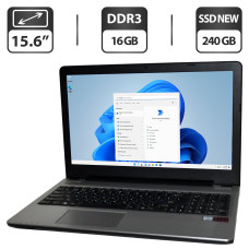 Ноутбук Б-клас Pegatron D15S PlaidBook / 15.6" (1366x768) TN / Intel Core i5-6200U (2 (4) ядра по 2.3 - 2.8 GHz) / 16 GB DDR3 / 240 GB SSD NEW / Intel HD Graphics 520 / WebCam / Windows 11 Pro б/в