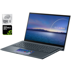 Ігровий ультрабук Asus ZenBook Pro 15 UX535L / 15.6" (1920x1080) IPS Touch / Intel Core i5-10300H (4 (8) ядра по 2.5 - 4.5 GHz) / 16 GB DDR4 / 512 GB SSD M.2 / nVidia GeForce GTX 1650 Ti, 4 GB GDDR6, 128-bit / WebCam / Win 11 Home б/в