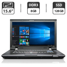 Ноутбук Б-клас Lenovo ThinkPad L520 / 15.6" (1366x768) TN / Intel Core i5-2410M (2 (4) ядра по 2.3 - 2.9 GHz) / 8 GB DDR3 / 128 GB SSD / Intel HD Graphics 3000 / VGA б/в