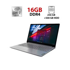 Ультрабук Б-клас Lenovo ThinkBook 15-IML / 15.6" (1920x1080) TN / Intel Core i7-1065G7 (4 (8) ядра по 1.3 - 3.9 GHz) / 16 GB DDR4 / 256 GB SSD + 500 GB HDD / Intel UHD Graphics / WebCam / HDMI б/в