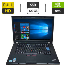 Ноутбук Б-клас Lenovo ThinkPad T520 / 15.6" (1920x1080) TN / Intel Core i5-2540M (2 (4) ядра по 2.6 - 3.3 GHz) / 8 GB DDR3 / 120 GB SSD / nVidia NVS 4200M, 1 GB GDRR3, 64-bit / WebCam / DVD-ROM / VGA б/в