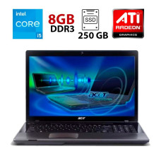 Ноутбук Acer Aspire 7745G / 15.6" (1920x1080) TN / Intel Core i5-450M (2 (4) ядра по 2.4 - 2.66 GHz) / 8 GB DDR3 / 250 GB SSD / ATI Radeon HD 5850, 2 GB DDR3, 128-bit / WebCam б/в