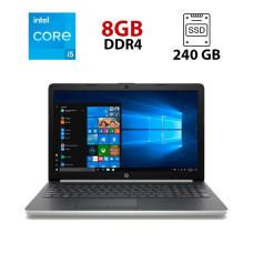 Ноутбук HP 15-dw0043dx / 15.6" (1366х768) TN / Intel Core i5-8265U (4 (8) ядра по 1.6 - 3.9 GHz) / 8 GB DDR4 / 240 GB SSD / Intel UHD Graphics 620 / WebCam б/в