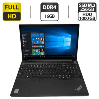 Ноутбук Lenovo ThinkPad E15 / 15.6" (1920x1080) TN / Intel Core i3-10110U (2 (4) ядра по 2.1 - 4.1 GHz) / 8 GB DDR4 / 256 GB SSD M.2 + 1000 GB HDD / Intel UHD Graphics / WebCam / HDMI / Windows 10 Pro б/в