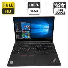 Ноутбук Lenovo ThinkPad E15 / 15.6" (1920x1080) TN / Intel Core i3-10110U (2 (4) ядра по 2.1 - 4.1 GHz) / 8 GB DDR4 / 256 GB SSD M.2 + 1000 GB HDD / Intel UHD Graphics / WebCam / HDMI / Windows 10 Pro б/в