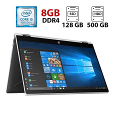 Ноутбук-трансформер Б-клас HP Pavilion x360 15-cr005wm / 15.6" (1920x1080) IPS Touch / Intel Core i5-8250U (4 (8) ядра по 1.6 - 3.4 GHz) / 8 GB DDR4 / 128 GB SSD + 500 GB HDD / WebCam / USB 3.0 / HDMI б/в