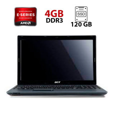 Ноутбук Б-клас Acer Aspire 5250 / 15.6" (1366x768) TN / AMD E-450 (2 ядра по 1.65 GHz) / 4 GB DDR3 / 120 GB SSD / AMD Radeon HD 6320 Graphics / WebCam б/в