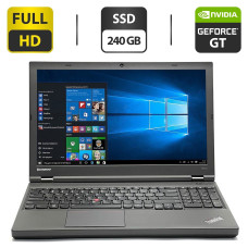 Ноутбук Lenovo ThinkPad T540p / 15.6" (1920x1080) TN / Intel Core i7-4600M (2 (4) ядра по 2.9 - 3.6 GHz) / 8 GB DDR3 / 240 GB SSD / nVidia GeForce GT 730M, 1 GB GDDR3, 128-bit / WebCam / DVD-ROM / VGA б/в