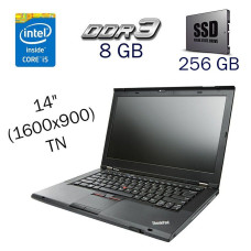 Ноутбук Lenovo ThinkPad T430 / 14" (1600x900) TN / Intel Core i5-3320M (2 (4) ядра по 2.6 - 3.3 GHz) / 8 GB DDR3 / 256 GB SSD / Intel HD Graphics 4000 / WebCam б/в