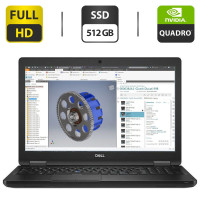 Мобільна робоча станція Б-клас Dell Precision 3530 / 15.6" (1920x1080) TN / Intel Core i5-8400H (4 (8) ядра по 2.5 - 4.2 GHz) / 16 GB DDR4 / 512 GB SSD / nVidia Quadro P600, 4 GB GDDR5, 128-bit / WebCam / HDMI / АКБ NEW б/в