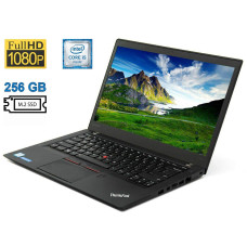 Ноутбук Б-клас Lenovo ThinkPad T460s / 14" (1920x1080) IPS / Intel Core i5-6300U (2 (4) ядра по 2.4 - 3.0 GHz) / 8 GB DDR4 / 256 GB SSD M.2 / Intel HD Graphics 520 / WebCam / Fingerprint / HDMI / miniDP / Два АКБ б/в