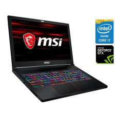 Ігровий ноутбук MSI MegaBook GS63 Stealth 8RE / 15.6" (1920x1080) IPS / Intel Core i7-8750H (6 (12) ядер по 2.2 - 4.1 GHz) / 16 GB DDR4 / 512 GB SSD / nVidia GeForce GTX 1060, 6 GB GDDR5, 192-bit / WebCam / Win 10 Pro б/в