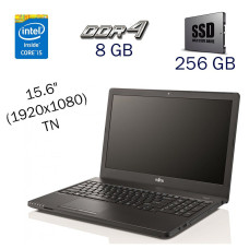 Ноутбук Б класс Fujitsu LifeBook A557 / 15.6" TN / Intel Core i5-7200U (2(4) ядра по 2.5-3.1 GHz) / 8GB DDR4 / 256GB SSD / HD Graphics 620 / WebCam / Win 10 PRO Lic б/в