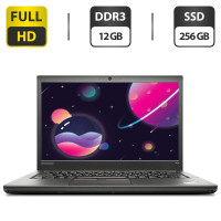 Ноутбук Б-клас Lenovo T450s / 14" IPS /Core i5-5200U (2(4) ядра по 2.2-2.7GHz) / 12GB DDR3 / 256GB SSD / HD Graphics 5500 / WebCam б/в