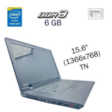 Ноутбук Б клас Lenovo ThinkPad SL510 / 15.6" (1366x768) TN / Intel Pentium T4500 (2 ядра по 2.3 GHz) / 6 GB DDR3 / 240 GB SSD / Intel HD Graphics / WebCam / АКБ не тримає б/в