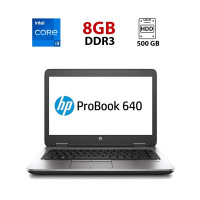 Ноутбук HP ProBook 640 G1 / 14" (1600x900) TN / Intel Core i3-4000M (2 (4) ядра по 2.4 GHz) / 8 GB DDR3 / 500 GB HDD / Intel HD Graphics 4400 / WebCam б/в