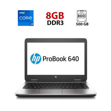 Ноутбук HP ProBook 640 G1 / 14" (1600x900) TN / Intel Core i3-4000M (2 (4) ядра по 2.4 GHz) / 8 GB DDR3 / 500 GB HDD / Intel HD Graphics 4400 / WebCam б/в
