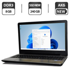 Ноутбук Pegatron D15S PlaidBook / 15.6" (1366x768) TN / Intel Core i5-6200U (2 (4) ядра по 2.3 - 2.8 GHz) / 8 GB DDR3 / 240 GB SSD NEW / Intel HD Graphics 520 / WebCam / АКБ NEW / Windows 11 Pro б/в