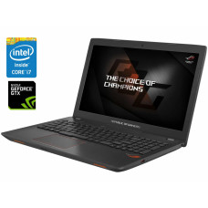 Ігровий ноутбук Asus ROG Strix GL553VD / 15.6" (1920x1080) IPS / Intel Core i7-7700HQ (4 (8) ядра по 2.80 - 3.80 GHz) / 16 GB DDR4 / 256 GB SSD + 1000 GB HDD / nVidia GeForce GTX 1050, 4 GB GDDR5, 128-bit / WebCam б/в