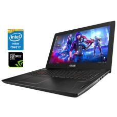 Ігровий ноутбук Asus Rog Strix FX502V / 15.6" (1920x1080) IPS / Intel Core i7-7700HQ (4 (8) ядра по 2.8 - 3.8 GHz) / 16 GB DDR4 / 128 GB SSD M.2 + 1000 GB HDD / nVidia GeForce GTX 1060, 3 GB GDDR5, 192-bit / WebCam / Win 10 Home б/в