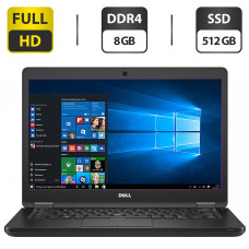 Ноутбук Dell Latitude E5480 / 14" (1920x1080) IPS / Intel Core i5-6200U (2 (4) ядра по 2.3 - 2.8 GHz) / 8 GB DDR4 / 512 GB SSD / Intel HD Graphics 520 / WebCam / VGA б/в