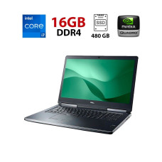 Мобільна робоча станція Dell Precision 7720 / 17.3" (1920x1080) IPS / Intel Core i7-6820HQ (4 (8) ядра по 2.7 - 3.6 GHz) / 16 GB DDR4 / 480 GB SSD / nVidia Quadro P5000, 16 GB GDDR5, 256-bit / WebCam б/в
