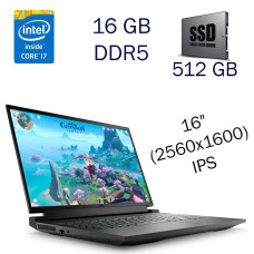 Ігровий ноутбук Dell G16 7620 / 16" (2560x1600) IPS / Intel Core i7-12700H (14 (20) ядер по 3.5 - 4.7 GHz) / 16 GB DDR5 / 512 GB SSD / nVidia GeForce RTX 3060 Mobile, 6 GB GDDR6, 192-bit / WebCam / Windows 11 Home Lic б/в