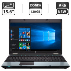 Ноутбук HP ProBook 6555b / 15.6" (1366x768) TN / AMD Turion II P540 (2 ядра по 2.4 GHz) / 4 GB DDR3 / 120 GB SSD NEW / AMD Radeon HD 4250, 512 MB DDR2, 64-bit / DVD-ROM / АКБ NEW + Windows 10 Pro б/в