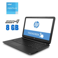 Ноутбук HP 15-f222wm / 15.6" (1366x768) SVA Touch / Intel Pentium N3710 (4 ядра по 1.6 - 2.56 GHz) / 8 GB DDR3 / 240 GB SSD / Intel HD Graphics / WebCam / АКБ не тримає б/в