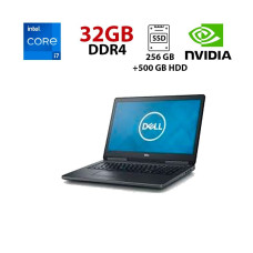 Ігровий ноутбук Dell Precision 7710 / 17.3" (1920x1080) IPS / Intel Core i7-6820HQ (4 (8) ядра по 2.7 - 3.6 GHz) / 32 GB DDR4 / 256 GB SSD + 500 GB HDD / nVidia Quadro M3000M, 4 GB GDDR5, 256-bit / WebCam б/в