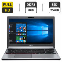 Ноутбук Б-клас Fujitsu LifeBook E756 / 15.6'' (1920x1080) IPS / Intel Core i5-6300U (2 (4) ядра по 2.4 - 3.0 GHz) / 8 GB DDR3 / 256 GB SSD / Intel HD Graphics 520 / WebCam / DVD-ROM / VGA б/в