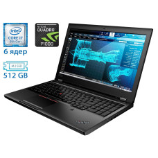 Мобільна робоча станція Lenovo ThinkPad P52 / 15.6" (1920x1080) IPS / Intel Core i7-8850H (6 (12) ядер по 2.6 - 4.3 GHz) / 16 GB DDR4 / 512 GB SSD M.2 / nVidia Quadro P1000, 4 GB GDDR5, 128-bit / WebCam / HDMI б/в