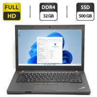Ноутбук Lenovo ThinkPad L470 / 14" (1920x1080) IPS / Intel Core i7-6600U (2 (4) ядра по 2.6 - 3.4 GHz) / 32 GB DDR4 / 500 GB SSD / Intel HD Graphics 520 / WebCam / HDMI / Windows 11 Pro б/в