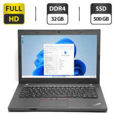 Ноутбук Lenovo ThinkPad L470 / 14" (1920x1080) IPS / Intel Core i7-6600U (2 (4) ядра по 2.6 - 3.4 GHz) / 32 GB DDR4 / 500 GB SSD / Intel HD Graphics 520 / WebCam / HDMI / Windows 11 Pro б/в