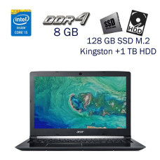 Ігровий ноутбук Acer Aspire A515-51G / 15.6" IPS / Core i5-7200U (2(4) ядра по 2.5-3.1 GHz) / 8GB DDR4 / 128GB SSD M.2 Kingston+1 TB HDD / GeForce 940MX, 2GB GDDR5, 64-bit / WebCam / Win 10 PRO Lic б/в