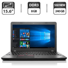 Ноутбук Б-клас Lenovo ThinkPad E550 / 15.6" (1366x768) TN / Intel Core i3-4005U (2 (4) ядра по 1.7 GHz) / 8 GB DDR3 / 240 GB SSD NEW / Intel HD Graphics 4400 / WebCam / HDMI / Windows 10 Pro б/в